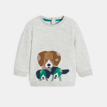 سويت شيرت ميلتون رمادي اللون مرسوم عليه كلب، للصبي الصغير